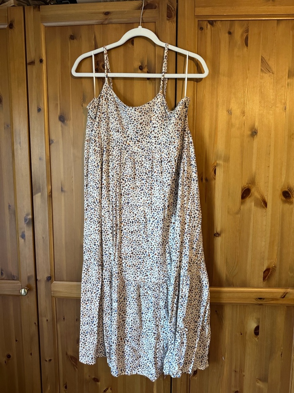 vestique Beige and Black Leopard-Print Midi Slip Dress